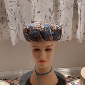 Elegant vintage  Blue and Brown feathered Women's Hat